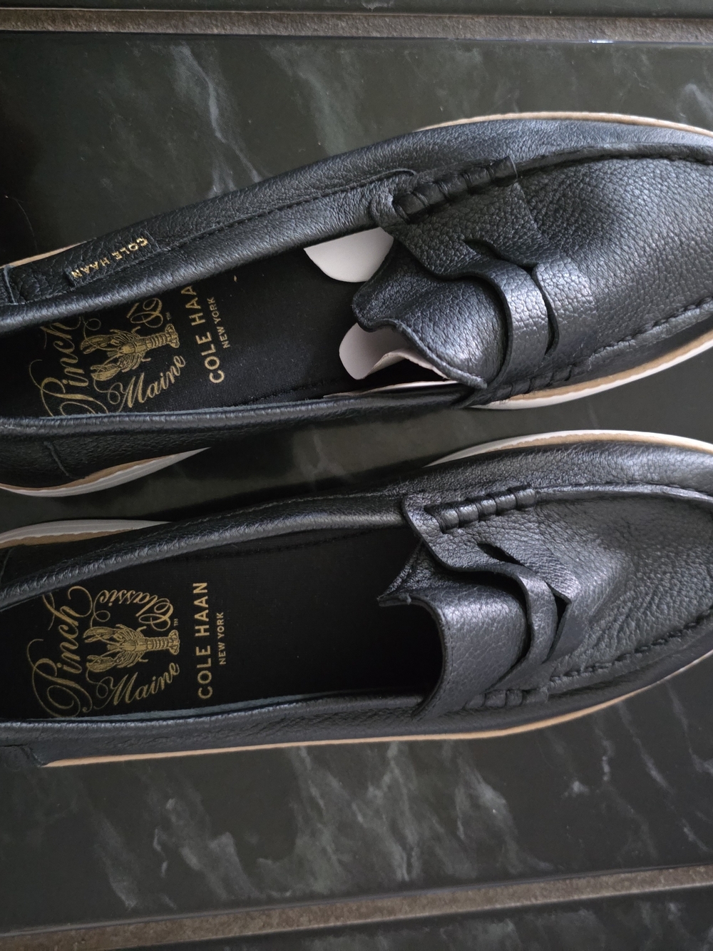 Cole Haan Black Pebbled Leather Women’s Penny Loafers